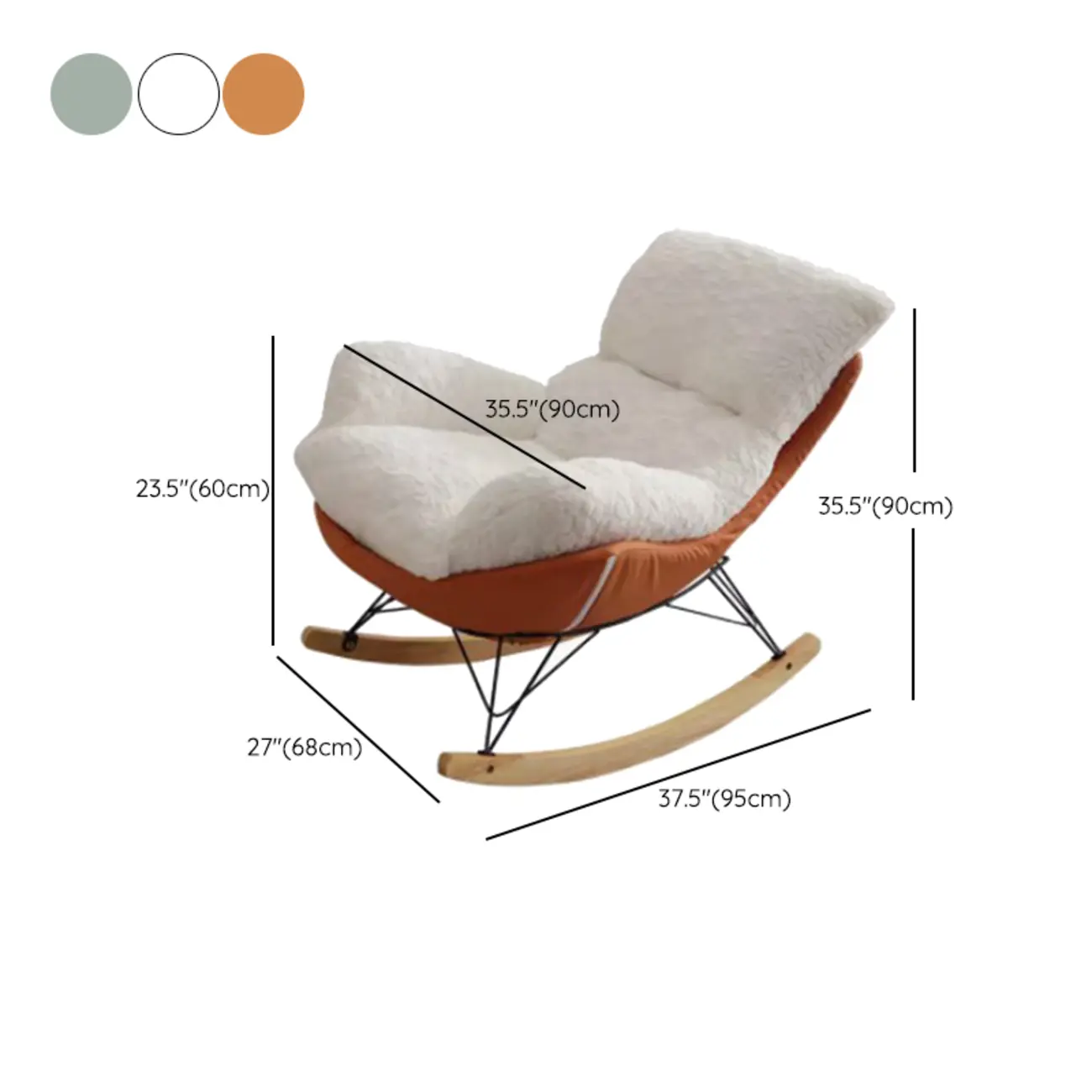 Modern Armless Upholstered Rocking Chair with Ottoman Image - 11 | homeyfad