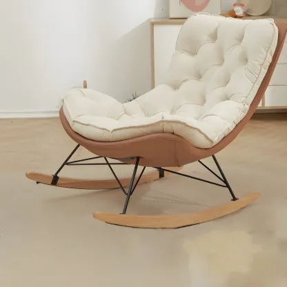 Oversized Modern Tufted Rocking Chair in Orange/White Image - 10