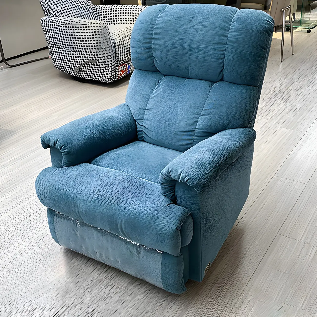 Modern Blue Wool Manual Recliner Chair with Swivel Rocker Image - 1 | homeyfad
