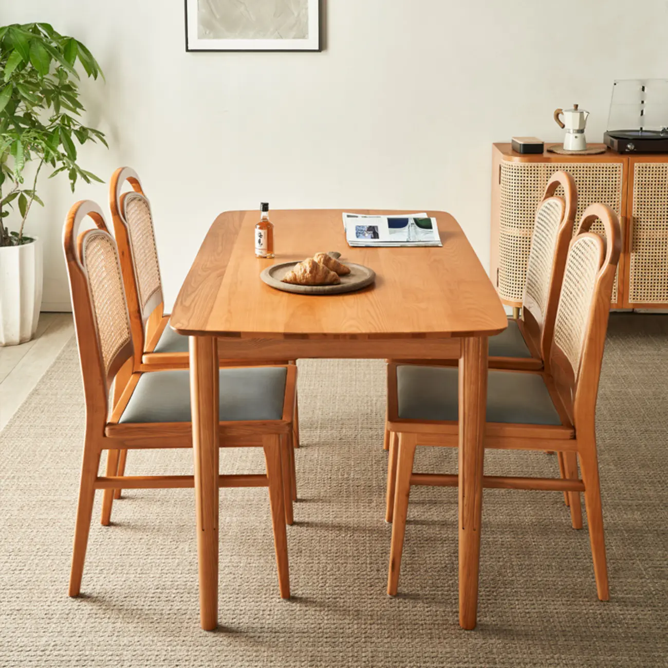 Modern Wood Dining Room Set in Brown Finish Image - 2 | homeyfad