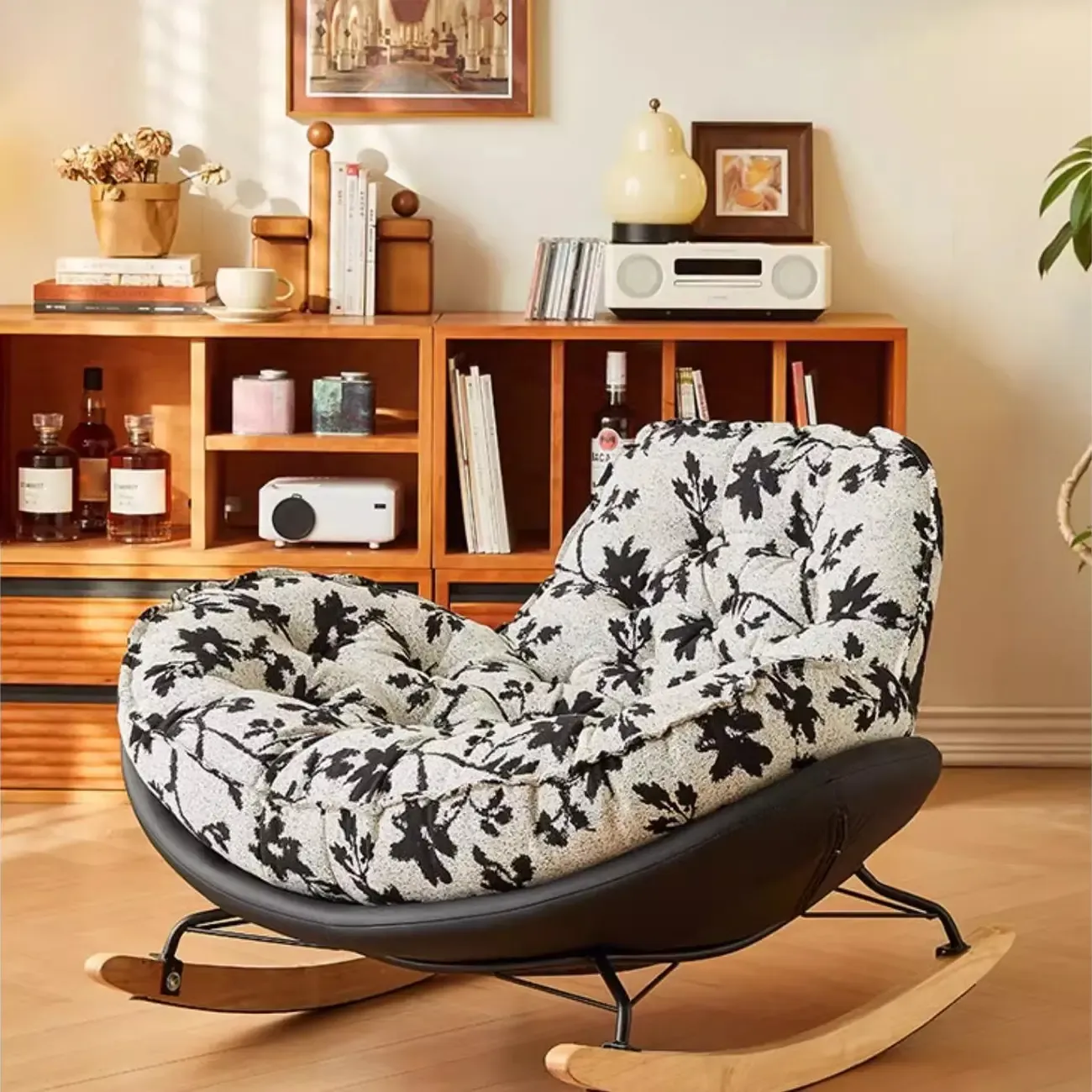 Stylish Upholstered Wingback Rocking Chair for Living Room Image - 4