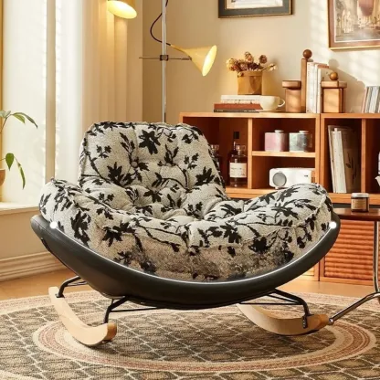 Stylish Upholstered Wingback Rocking Chair for Living Room Image - 6