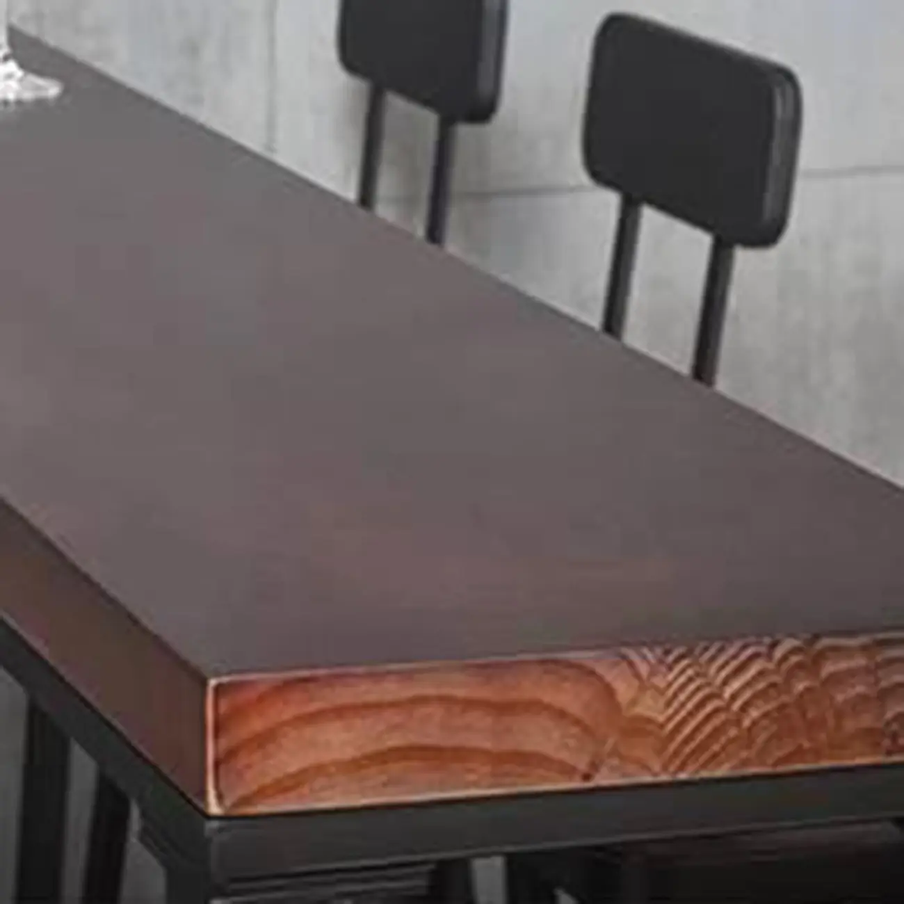 Rustic Solid Wood Rectangular Bar Table with Black Metal Legs for Dining Image - 6 | homeyfad