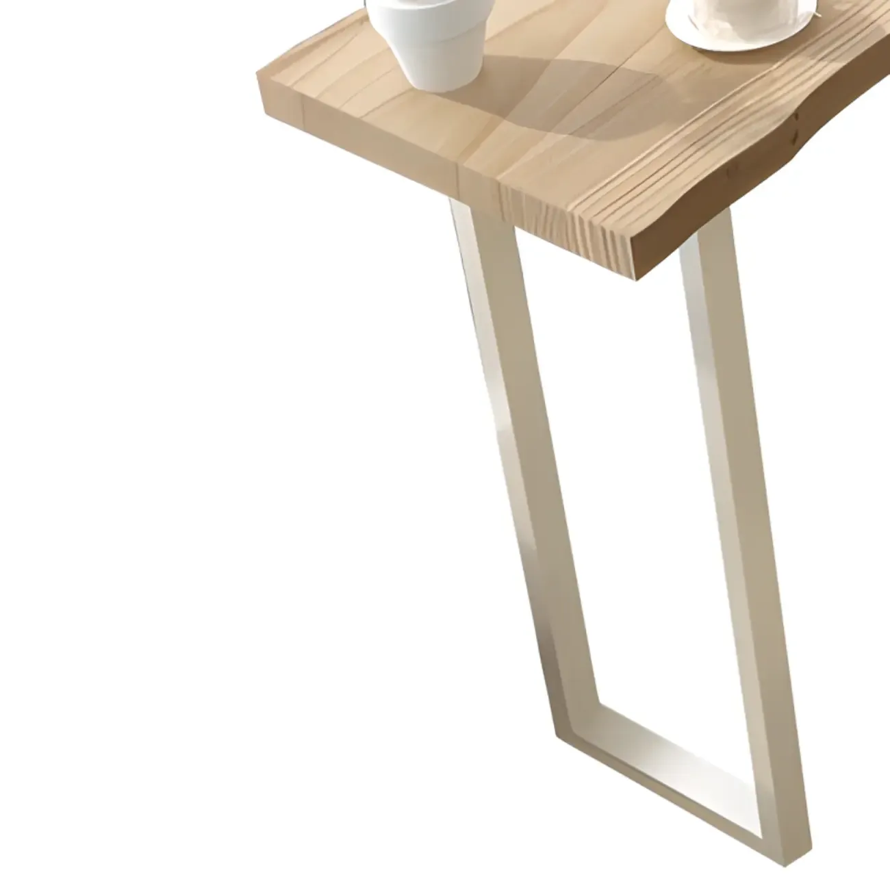 Natural Wooden Rectangular Long Bar Table with White Metal Frame for Indoor Use Image - 5