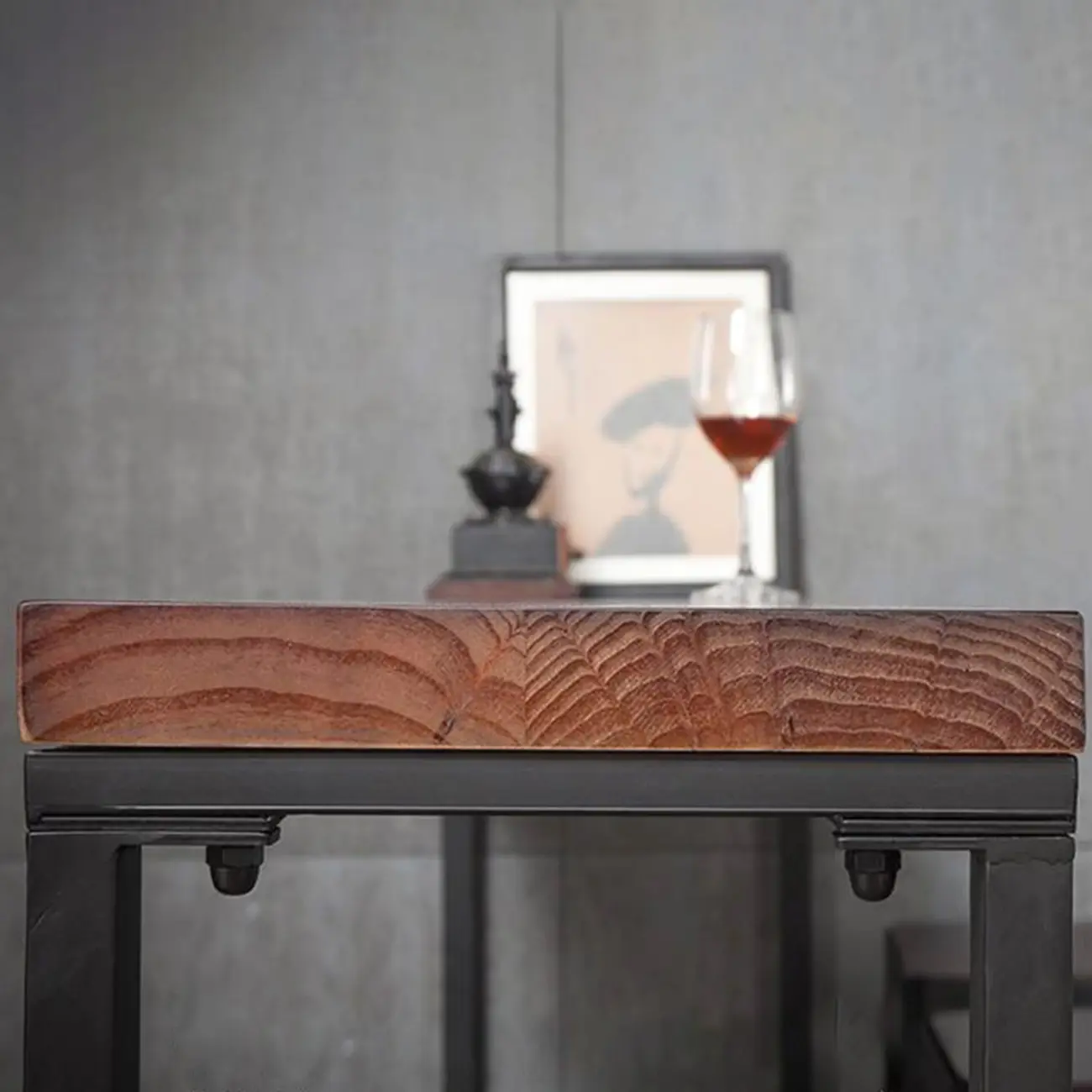 Rustic Solid Wood Rectangular Bar Table with Black Metal Legs for Dining Image - 7 | homeyfad