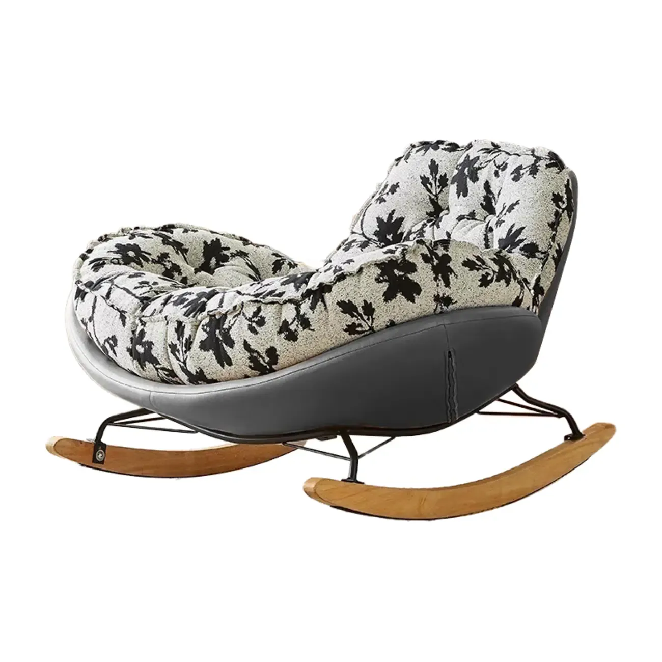 Stylish Upholstered Wingback Rocking Chair for Living Room Image - 7