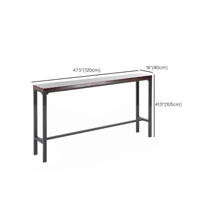 Rustic Solid Wood Rectangular Bar Table with Black Metal Legs for Dining #size