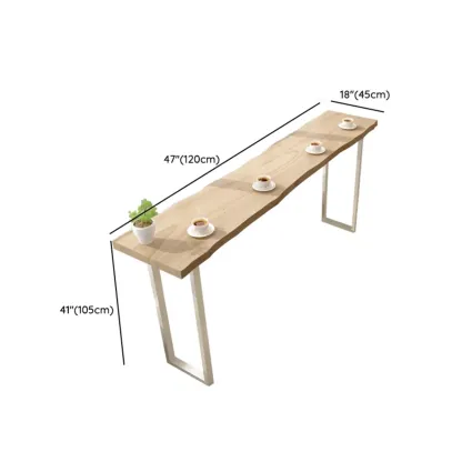 Natural Wooden Rectangular Long Bar Table with White Metal Frame for Indoor Use #size