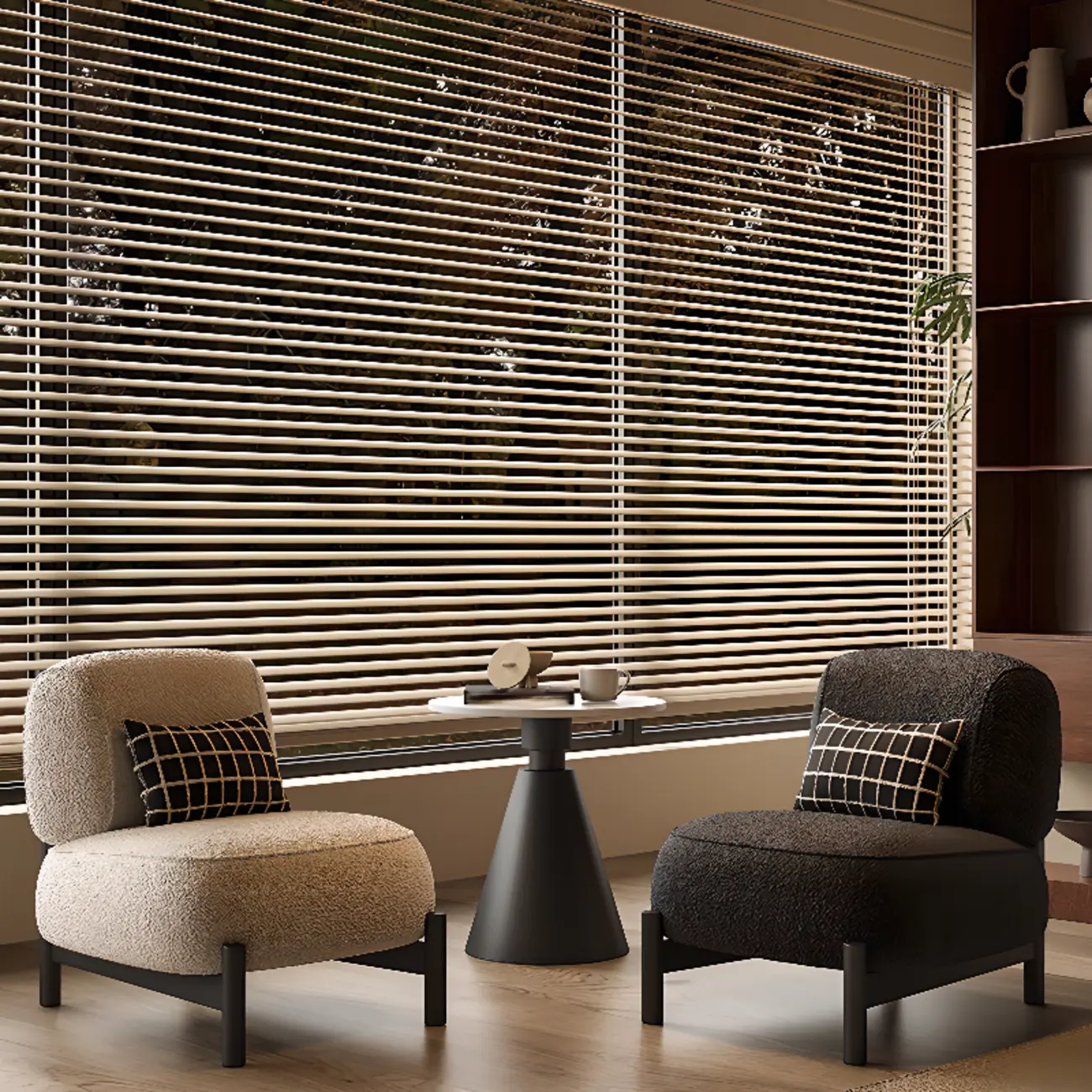 Modern Mohair Side Chairs in Black & Beige Image - 2 | homeyfad