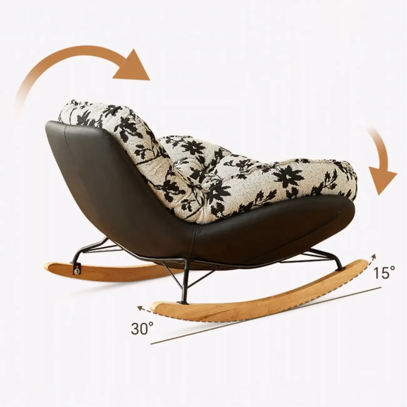 Stylish Upholstered Wingback Rocking Chair for Living Room Image - 11
