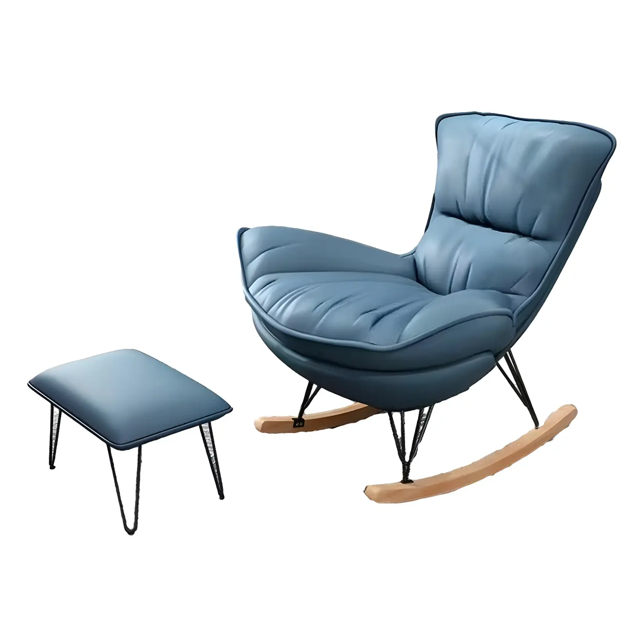 Armless Upholstered Rocking Chair with Ottoman for Living Room Image - 10 | homeyfad