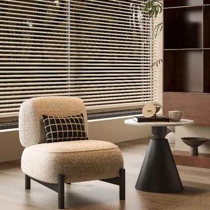 Modern Mohair Side Chairs in Black & Beige Image - 3