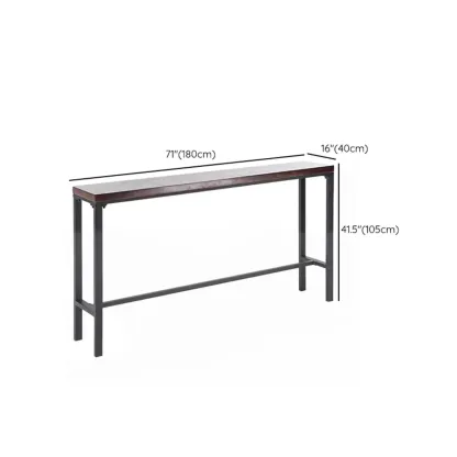 Rustic Solid Wood Rectangular Bar Table with Black Metal Legs for Dining Image - 14