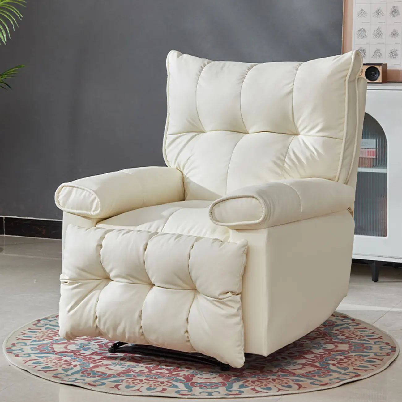 Comfortable Modern Genuine Leather Rocking Recliner Chair Image - 2 | homeyfad