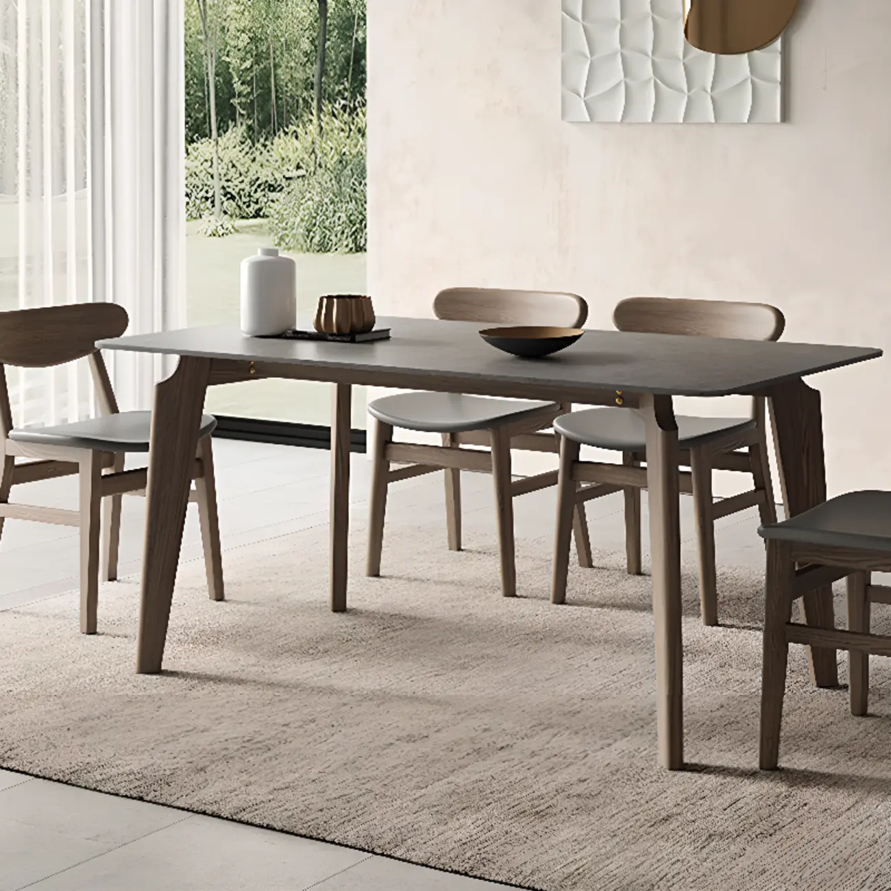 Modern Dove Grey Dining Room Set with Padded Chairs Image - 1 | homeyfad