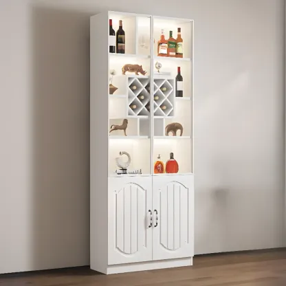 Stylish Glass Display Cabinet with Shelves & Lighting for Kitchen Image - 3