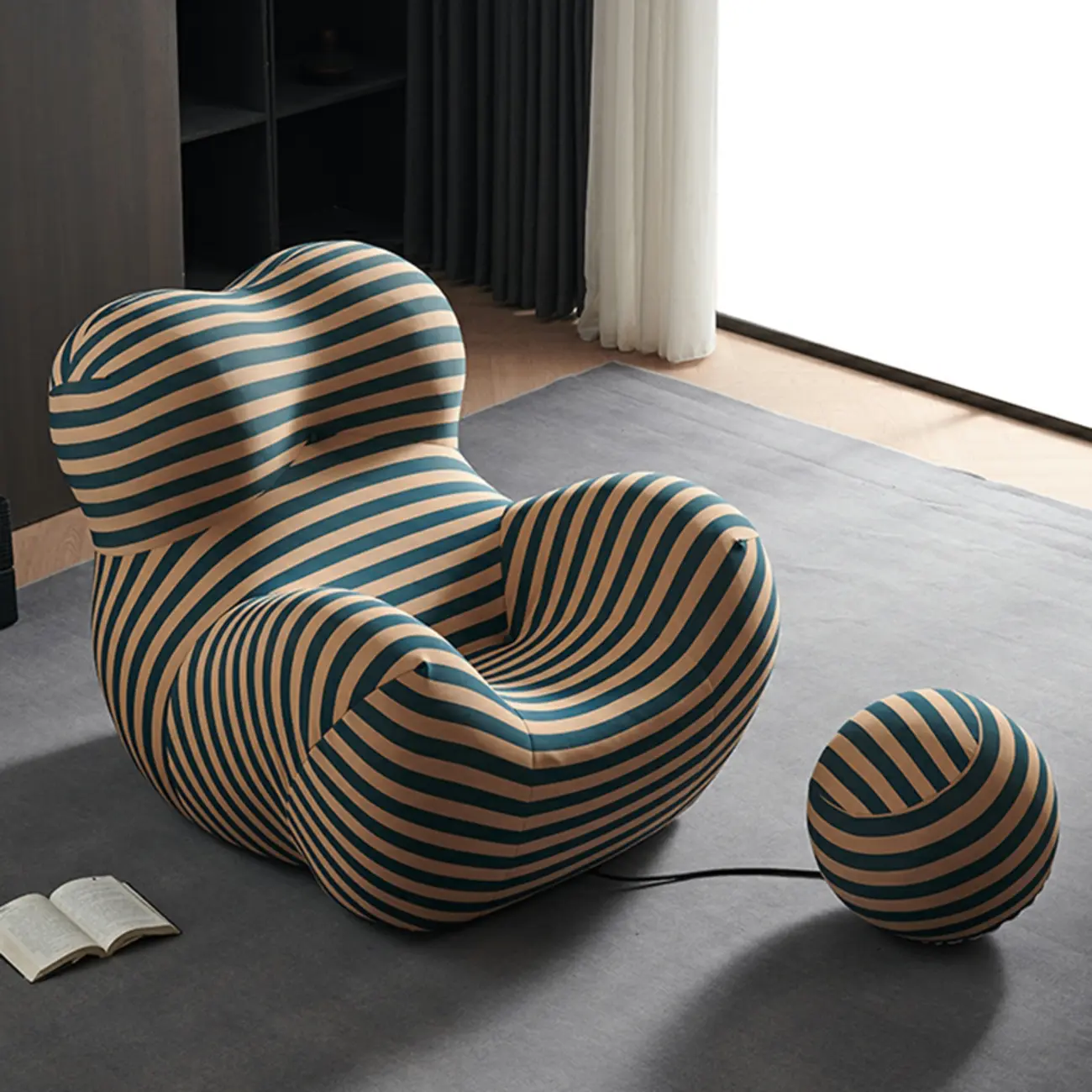 Modern Cotton Reclining Lounge Chair with Ottoman Image - 1 | homeyfad