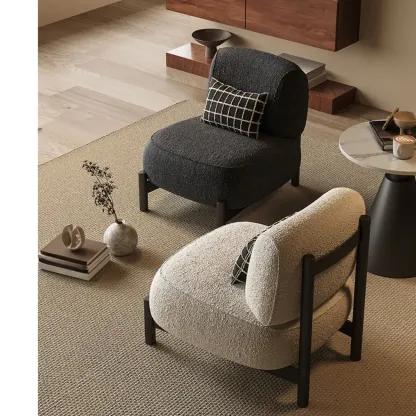 Modern Mohair Side Chairs in Black & Beige Image - 6