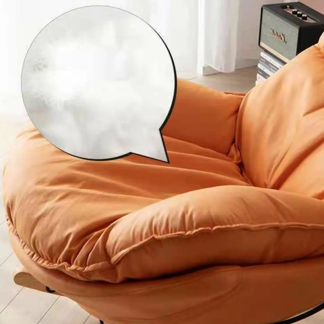 Armless Upholstered Rocking Chair with Ottoman for Living Room Image - 15 | homeyfad