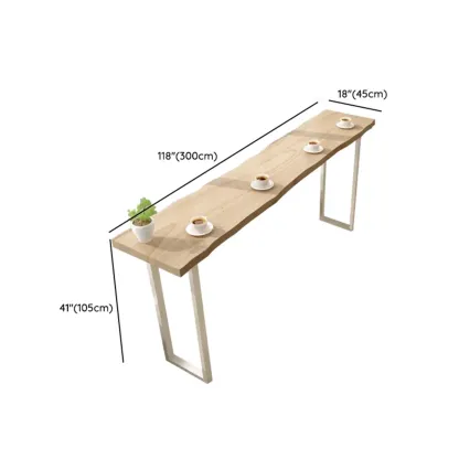 Natural Wooden Rectangular Long Bar Table with White Metal Frame for Indoor Use Image - 17