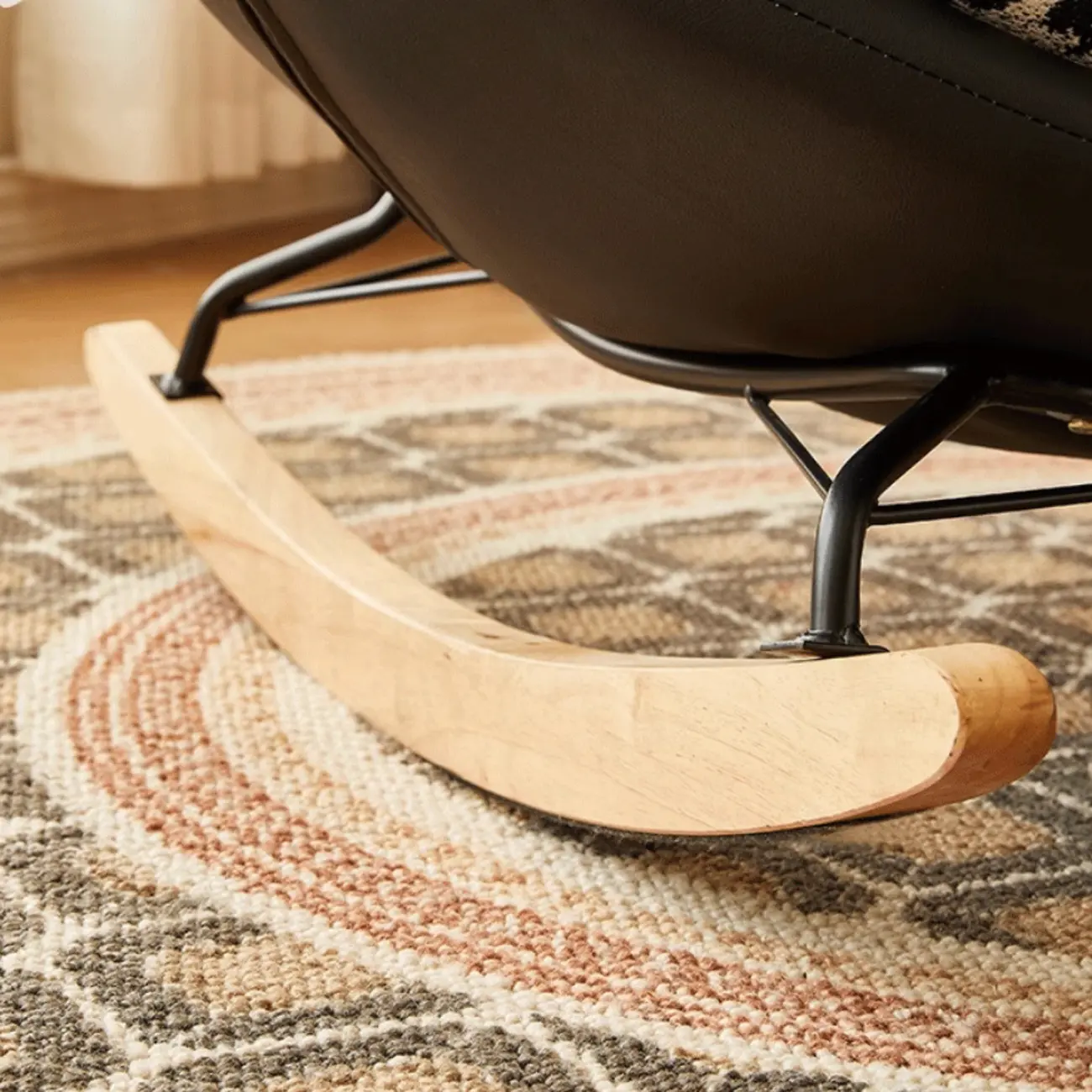 Stylish Upholstered Wingback Rocking Chair for Living Room Image - 17 | homeyfad