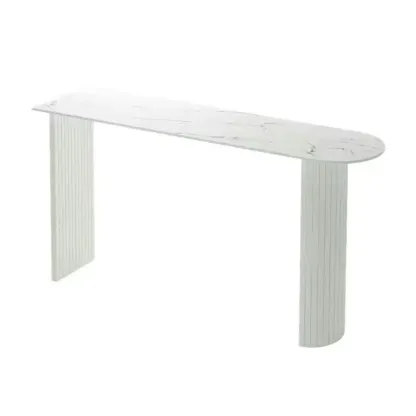 Modern Marble Top Bar Table with Geometric Frame for Dining