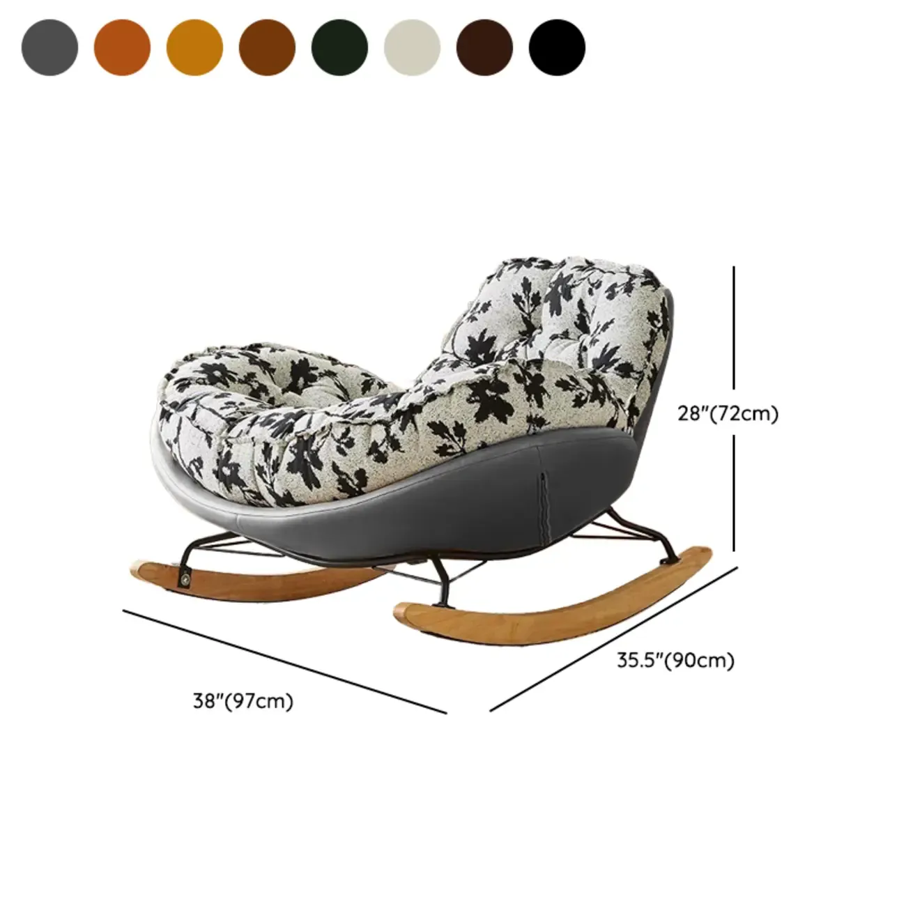 Stylish Upholstered Wingback Rocking Chair for Living Room #size