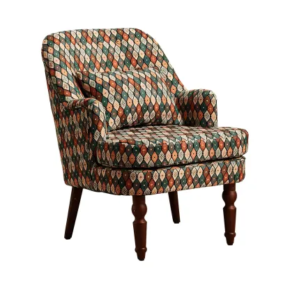 Scandinavian Patterned Upholstery Lounge Chair Image - 7
