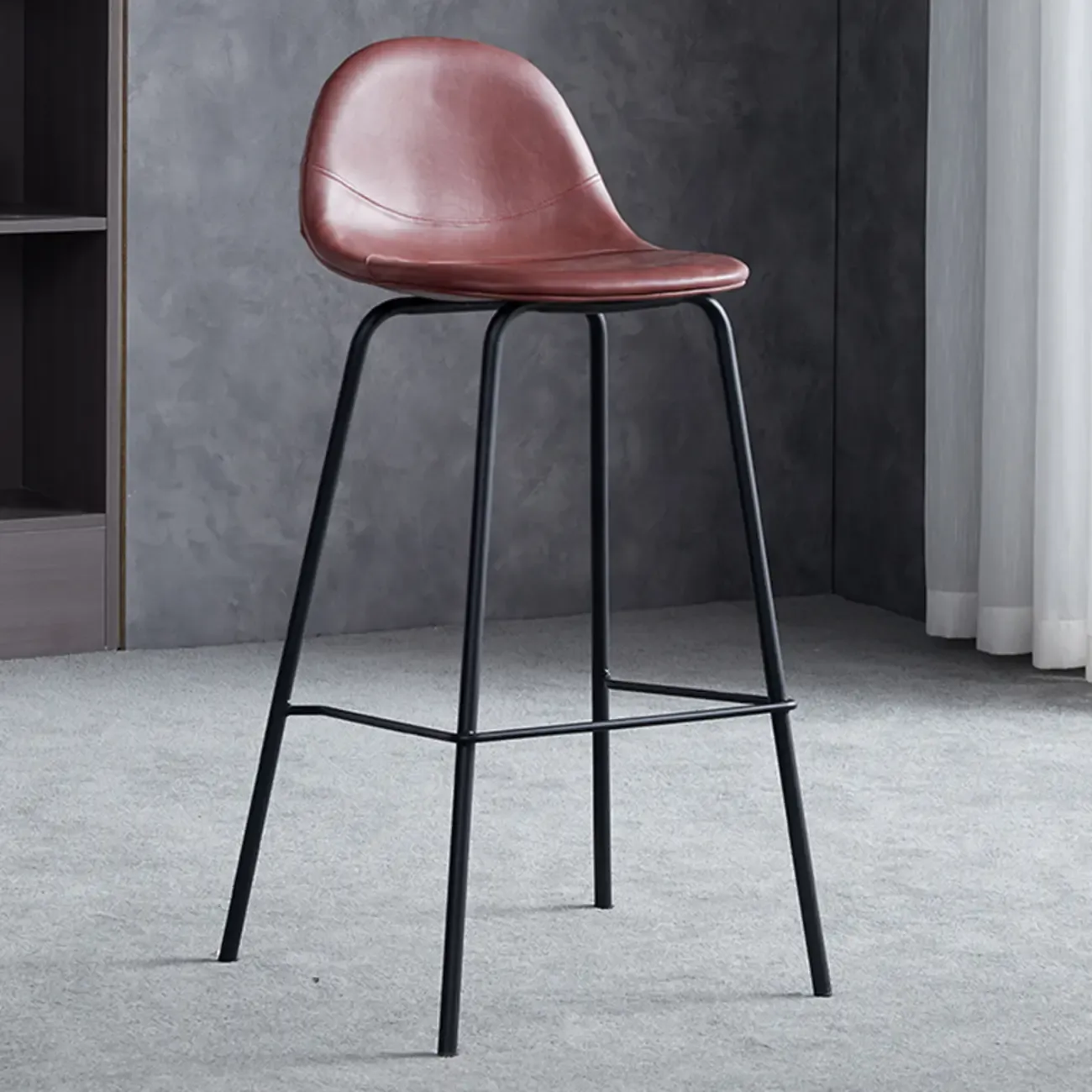 Modern Leather Bar Stools with Backrest for Home Image - 3