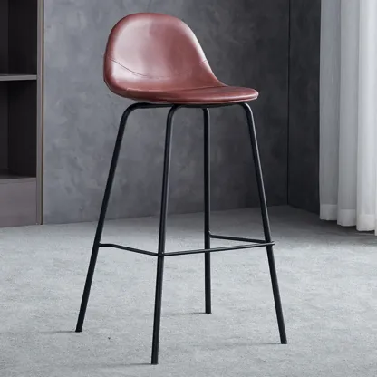 Modern Leather Bar Stools with Backrest for Home Image - 3