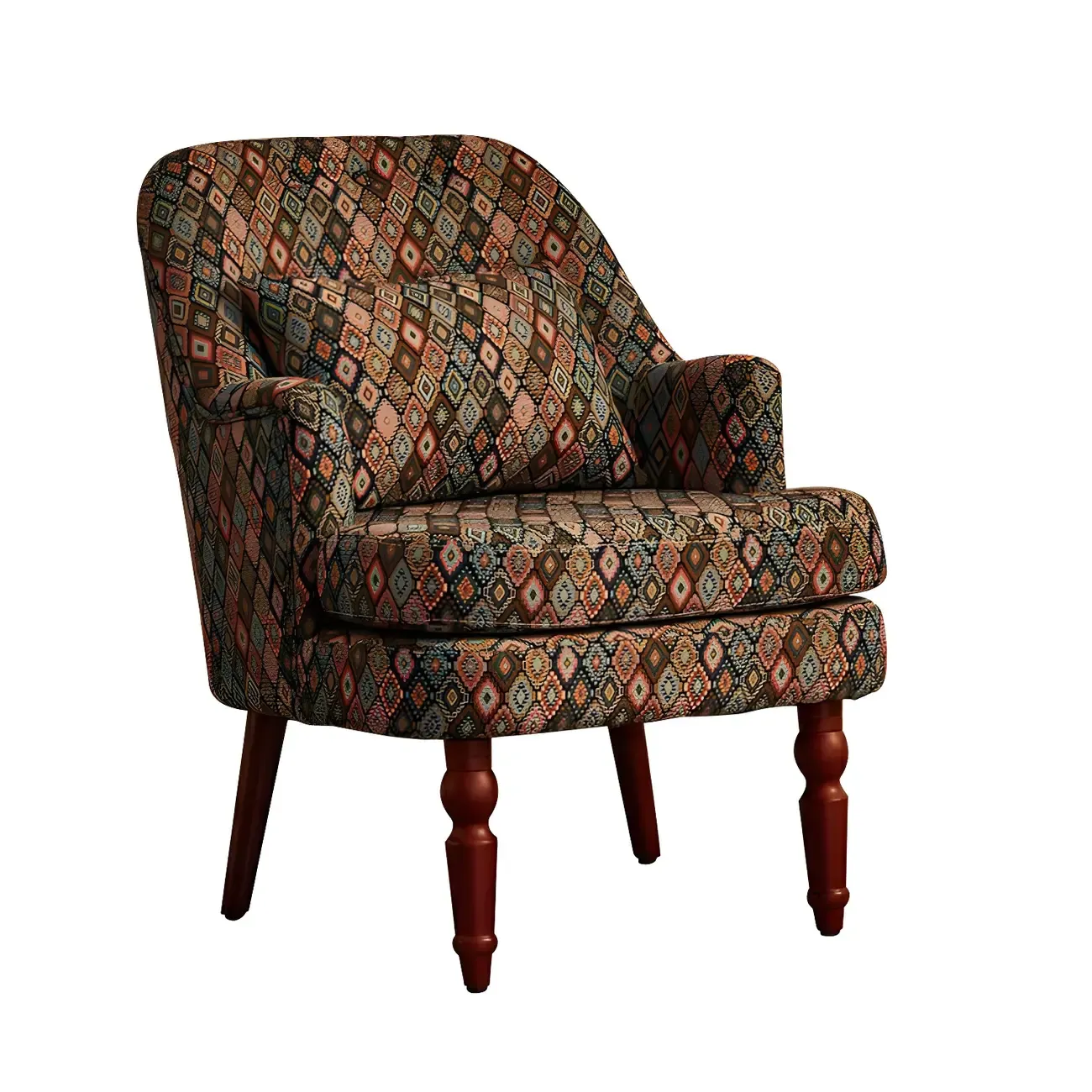 Scandinavian Patterned Upholstery Lounge Chair Image - 8