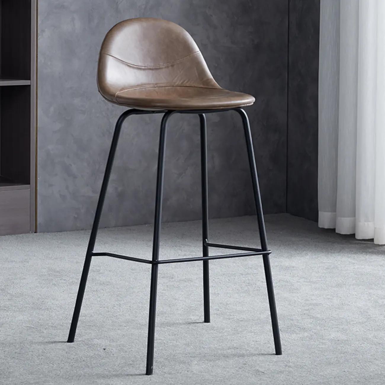 Modern Leather Bar Stools with Backrest for Home Image - 4 | homeyfad