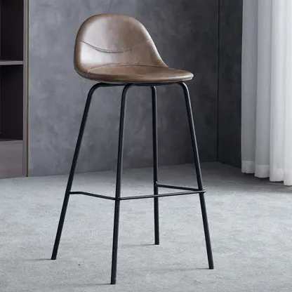 Modern Leather Bar Stools with Backrest for Home Image - 4