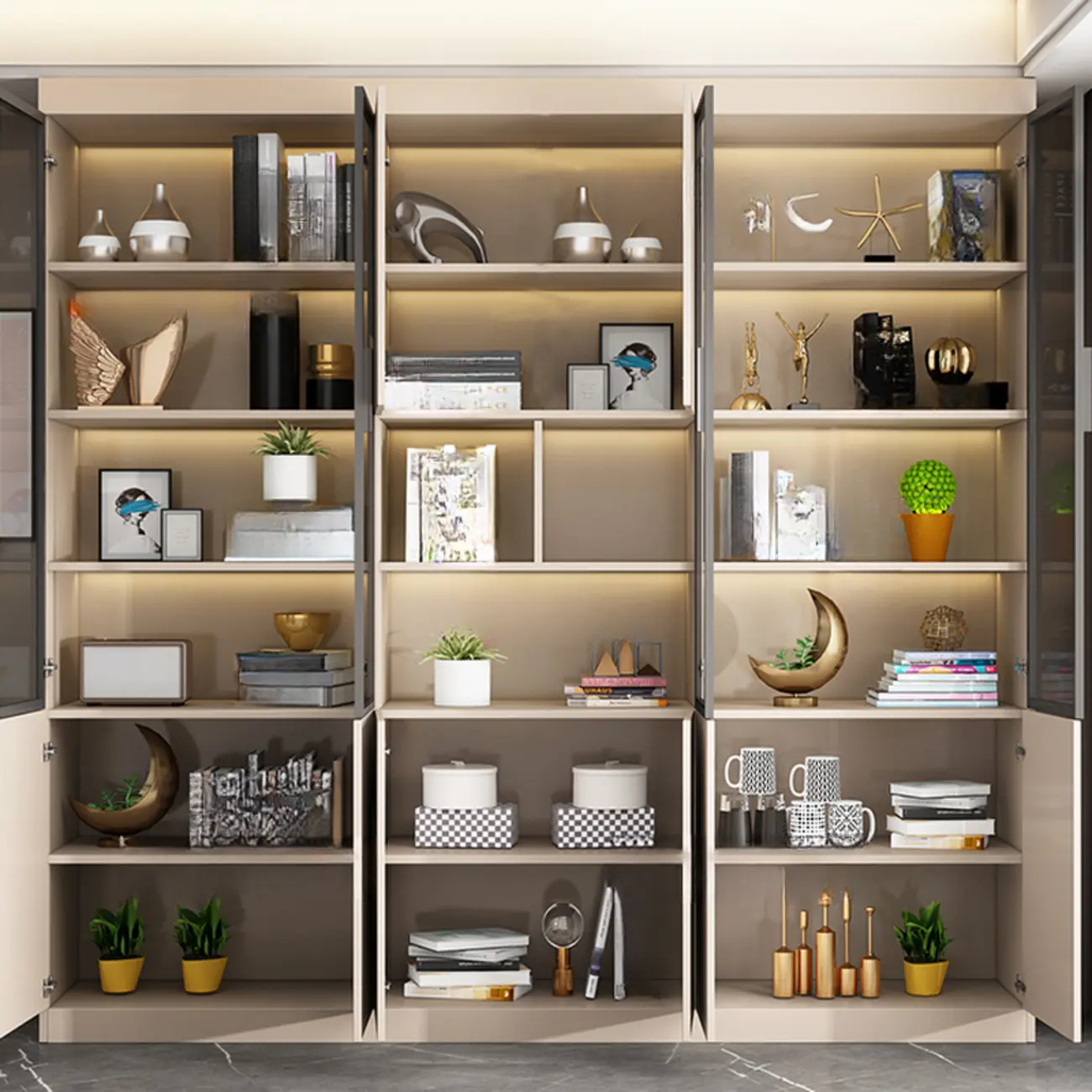 Modern Wooden Display Cabinet with Glass Shelves Image - 6 | homeyfad