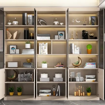 Modern Wooden Display Cabinet with Glass Shelves Image - 6