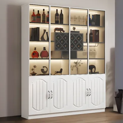 Stylish Glass Display Cabinet with Shelves & Lighting for Kitchen Image - 13