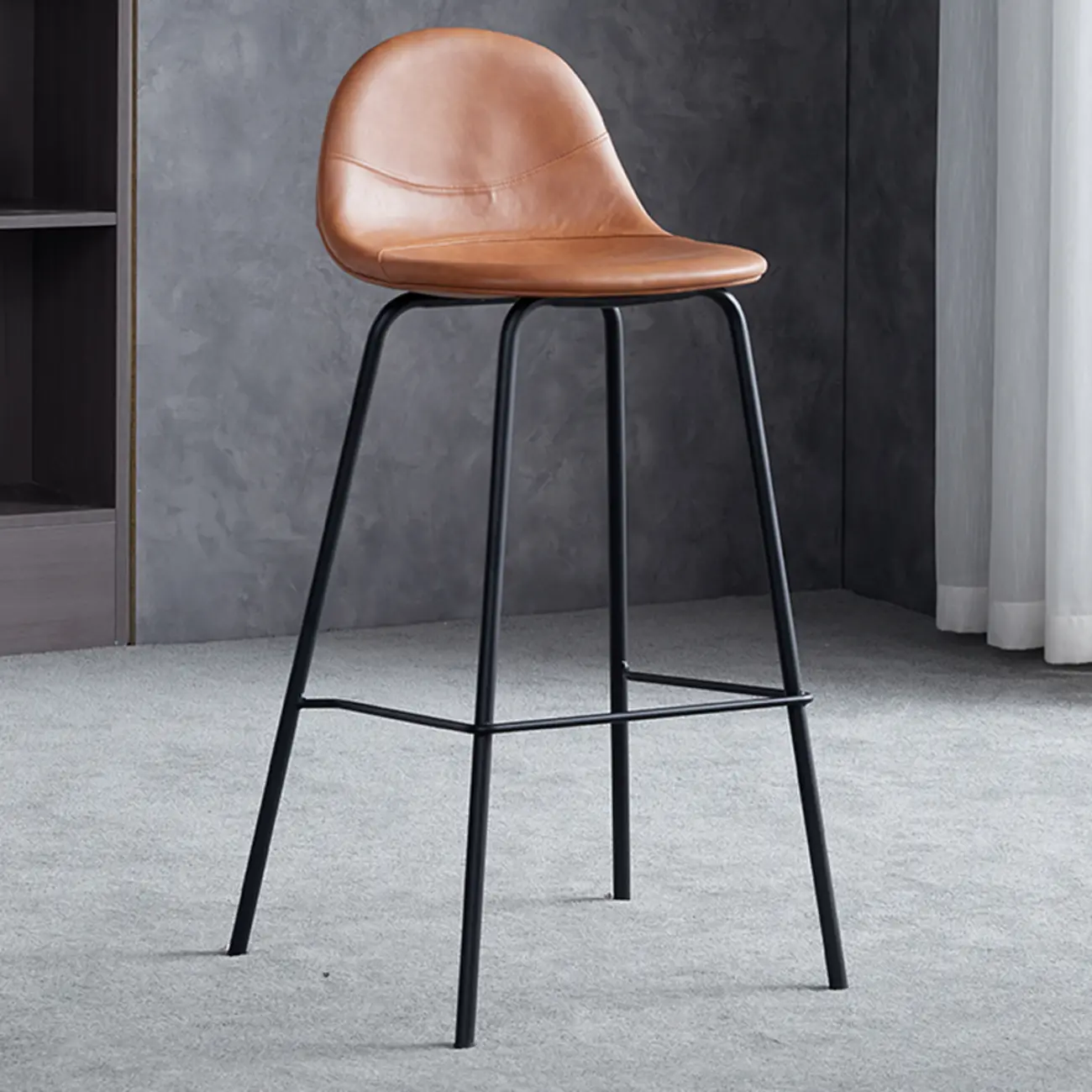Modern Leather Bar Stools with Backrest for Home Image - 6 | homeyfad