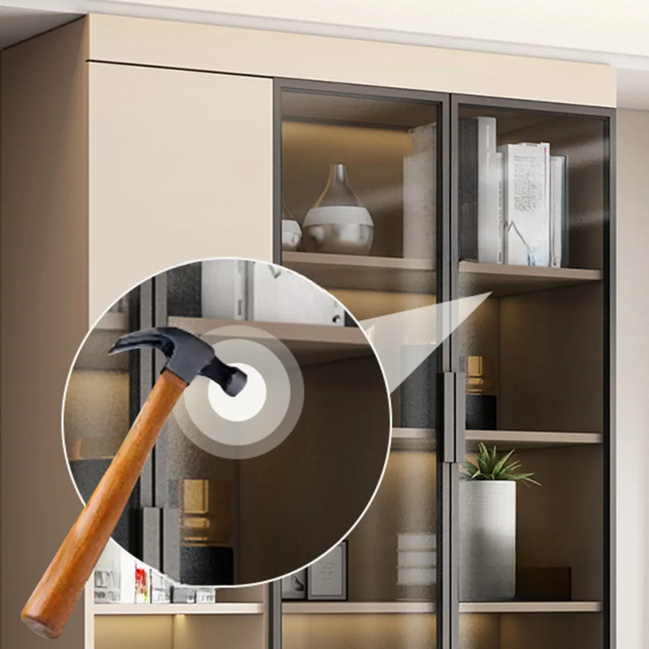 Modern Wooden Display Cabinet with Glass Shelves Image - 8 | homeyfad