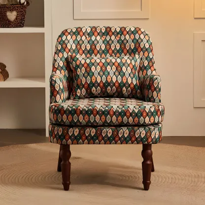 Scandinavian Patterned Upholstery Lounge Chair Image - 9