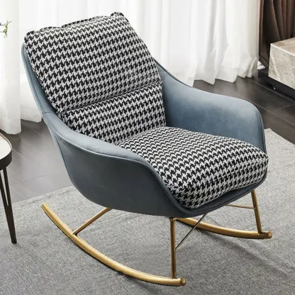Houndstooth Upholstered Rocking Chair with Track Arm Image - 2