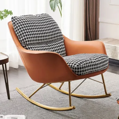 Houndstooth Upholstered Rocking Chair with Track Arm Image - 3