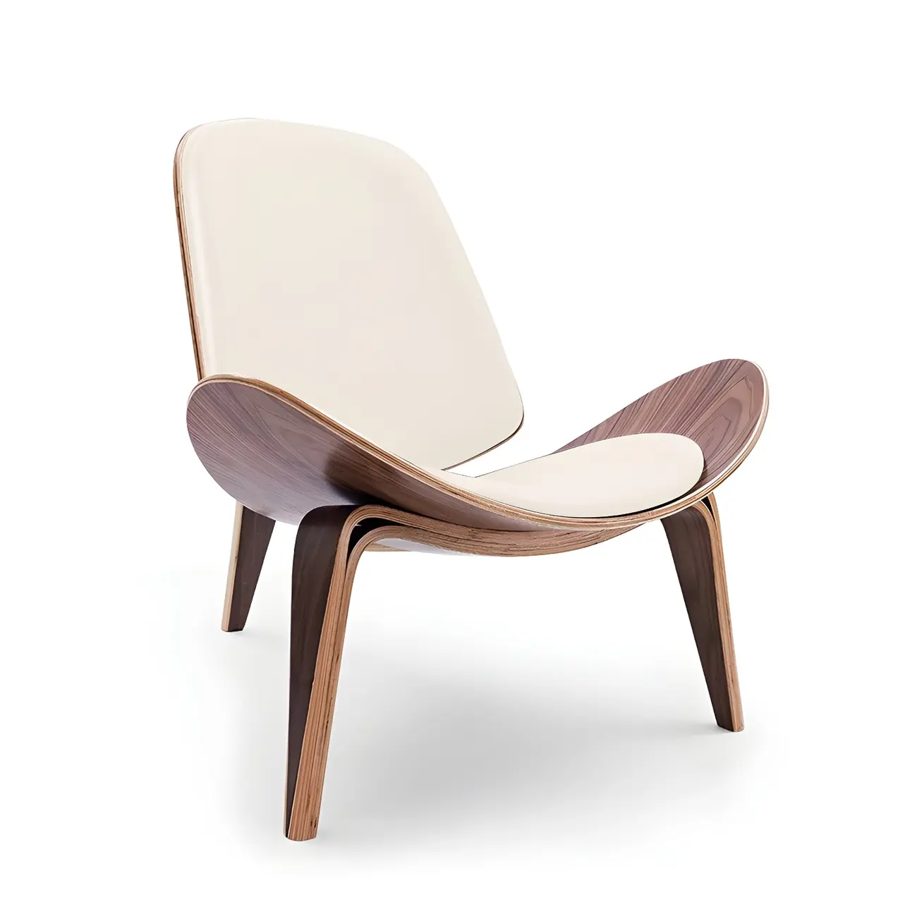 Scandinavian Leather/Linen Accent Chair with Wood Frame Image - 8 | homeyfad