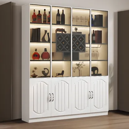 Stylish Glass Display Cabinet with Shelves & Lighting for Kitchen Image - 17