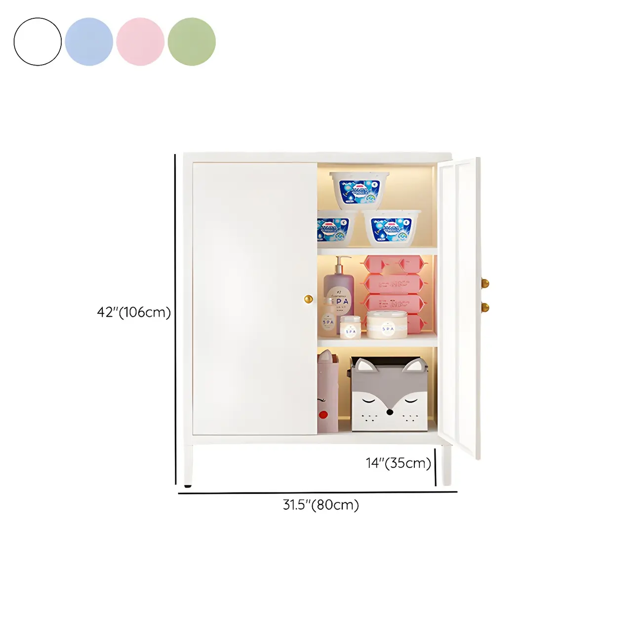 3/4 Shelves Wooden Storage Cabinet with Standard Length #size