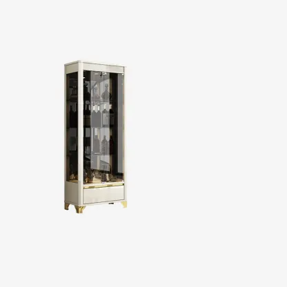 Modern Black Glass Display Cabinet with Storage for Living Room Image - 5