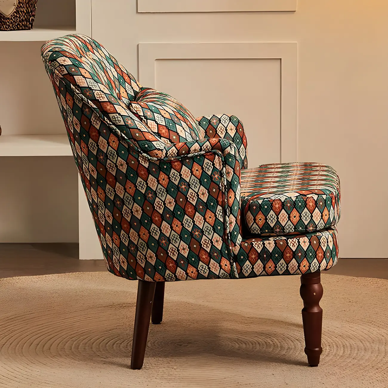 Scandinavian Patterned Upholstery Lounge Chair Image - 11 | homeyfad