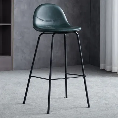 Modern Leather Bar Stools with Backrest for Home Image - 10