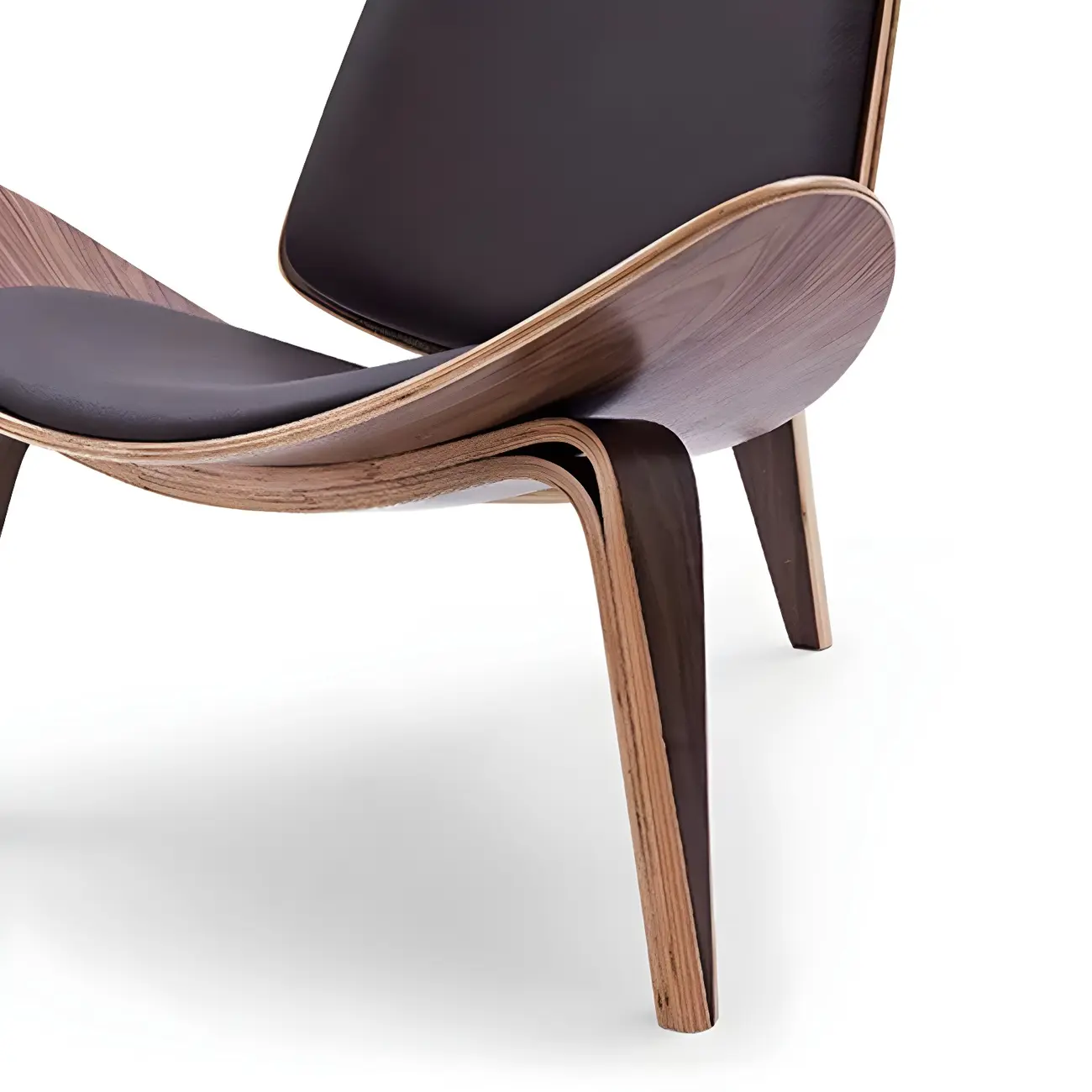 Scandinavian Leather/Linen Accent Chair with Wood Frame Image - 10 | homeyfad