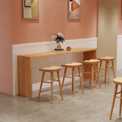 Minimalist Solid Wood Bar Height Table in 72 inch for 8 People Image - 1