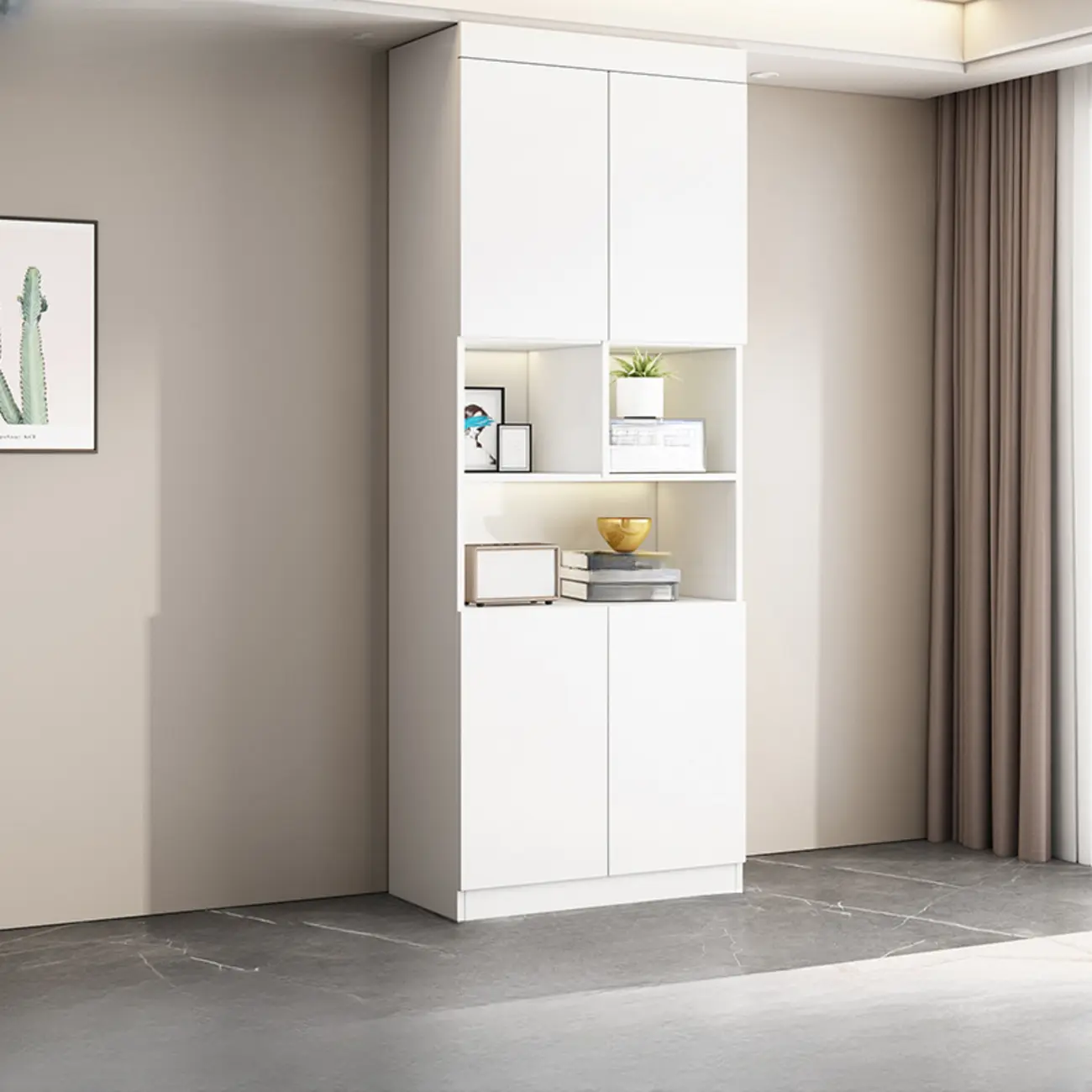 Modern Wooden Display Cabinet with Glass Shelves Image - 13 | homeyfad